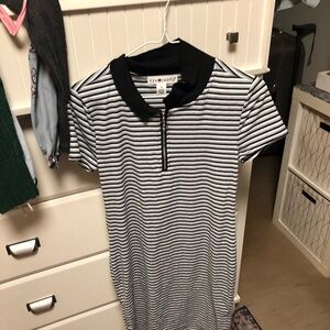 NWOT Black and White Striped Polo Dress